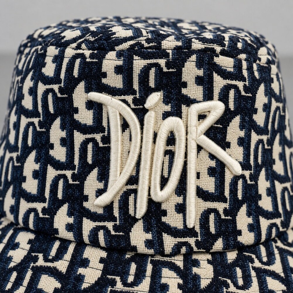 Dior Navy Jacquard Bucket Hat - Picture 5 of 6